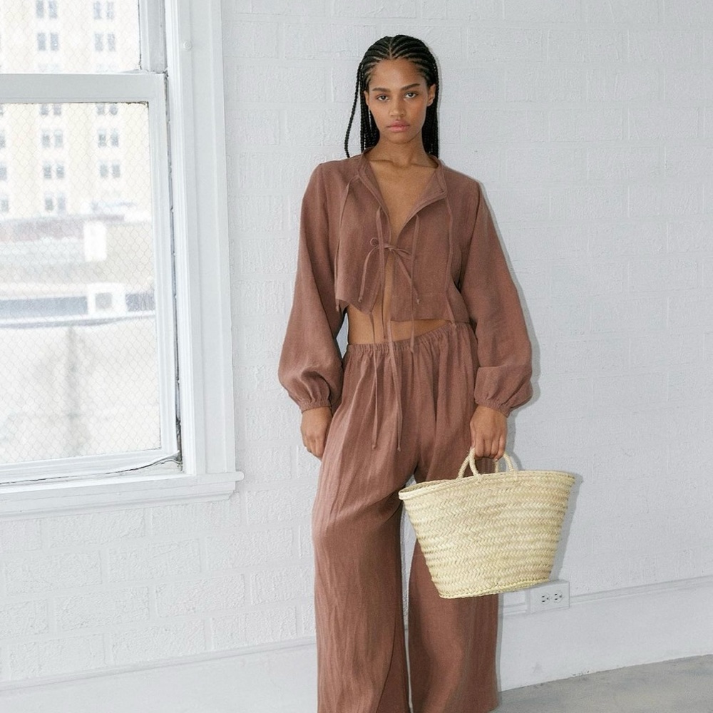 Bohème blouse with bows small brown